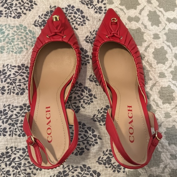 Candy apple red size 9 Coach sling back heels like new! - Picture 3 of 5